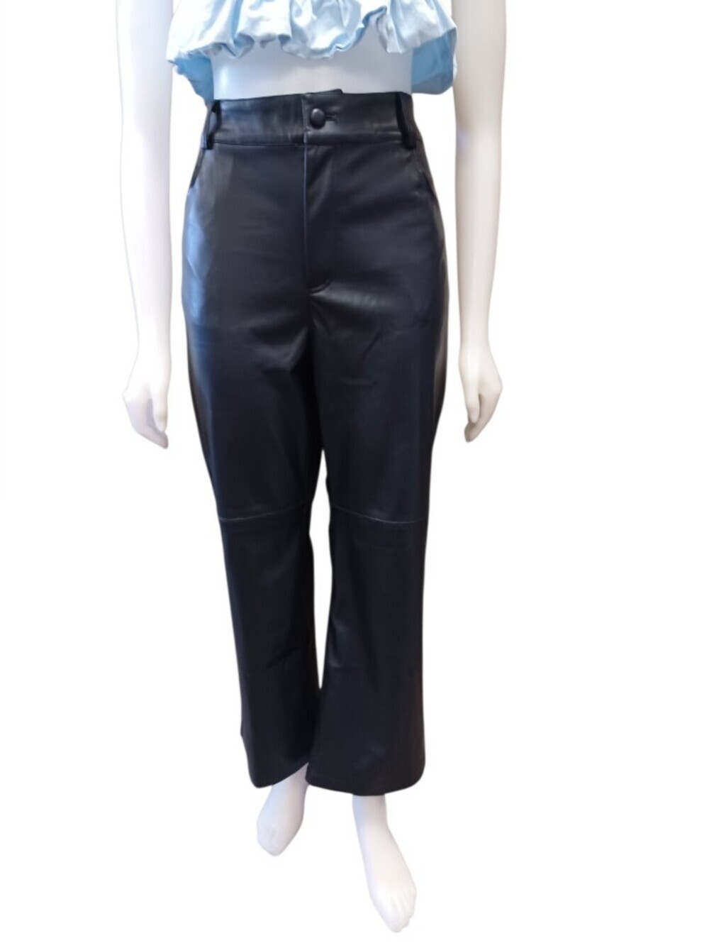 Badgley Mischka NWT High Rise Pleather Pant Navy Marine Size Large